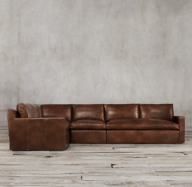 Belgian Track Arm Leather L Sectional, Restoration Hardware Belgian Track Arm Leather Sofa