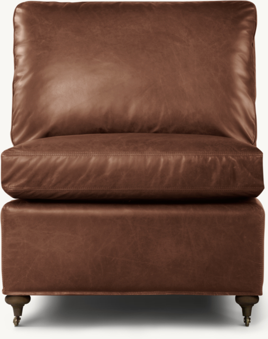 Belgian Classic Roll Arm Leather Armless Chair