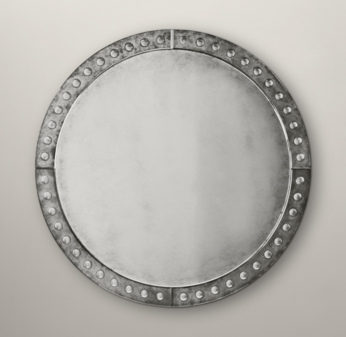 Palazzo Antiqued-Glass Round Mirror