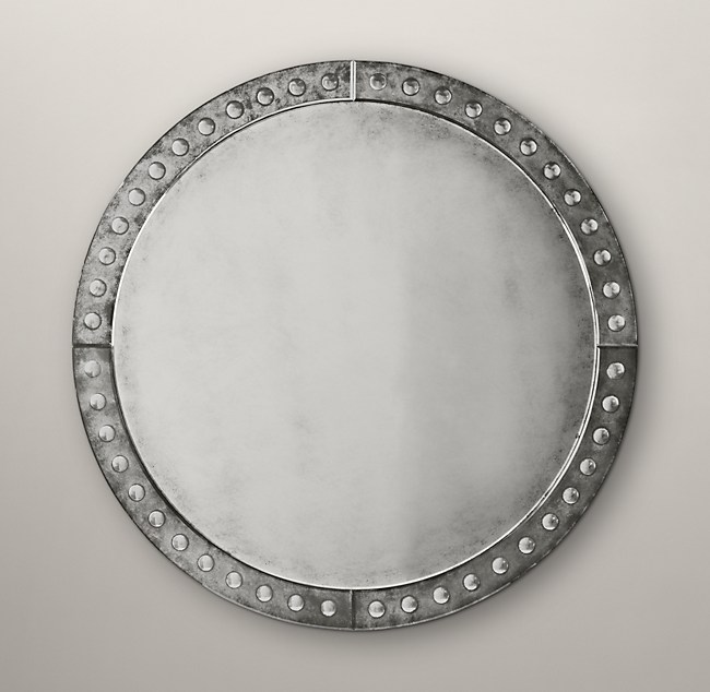 Palazzo Antiqued Glass Round Mirror, Antiqued Glass Mirror Restoration Hardware