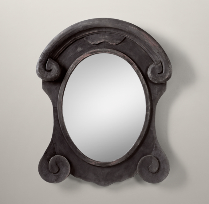 Salvaged Mansard Scroll Mirror