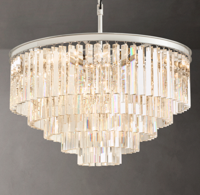 Front view of 1920S Odeon Round Chandelier 32" 