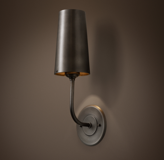 Modern Taper Sconce with Metal Shade on Outdoor Sconces Restoration Hardware id=34886