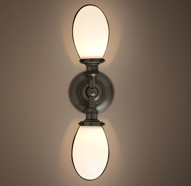 Clemente Double Sconce in Hand-Rubbed Antique Brass