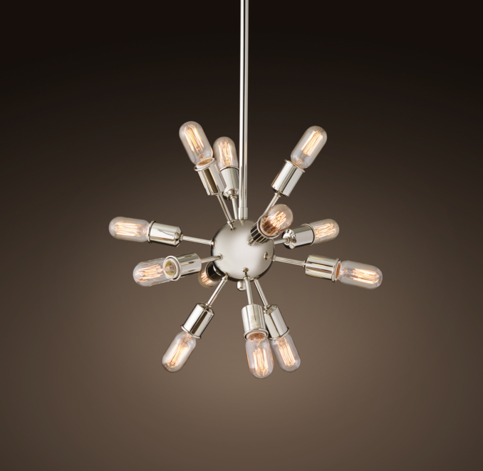 Sputnik Filament Chandelier Aged Steel Large