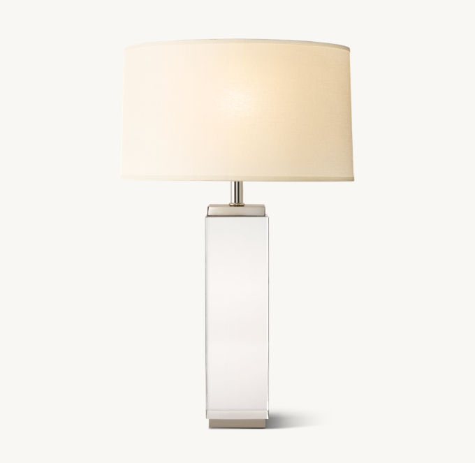 Glass Crystal Columns Table Lamp with a Brass Base - Vintage Tabl