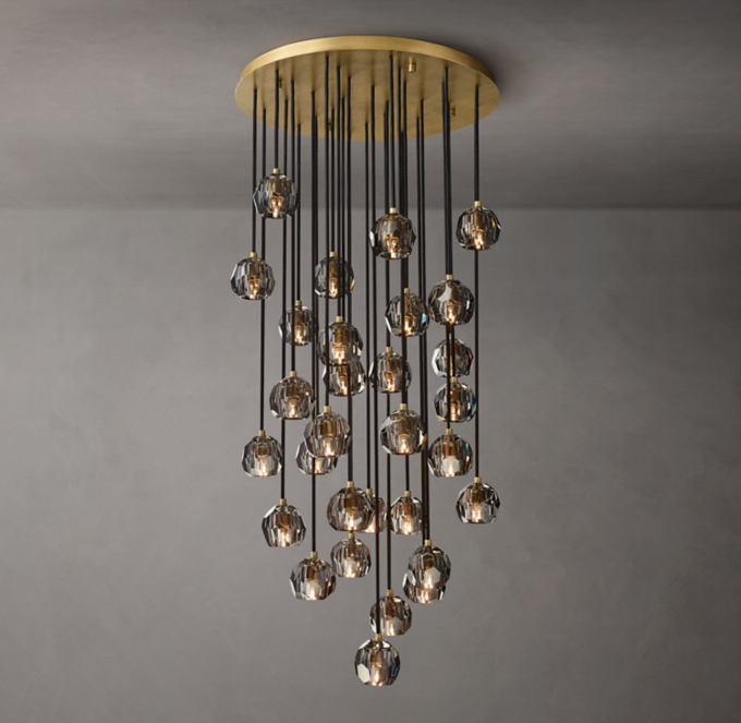 Boule De Cristal Smoke Glass Round Cluster Chandelier 30