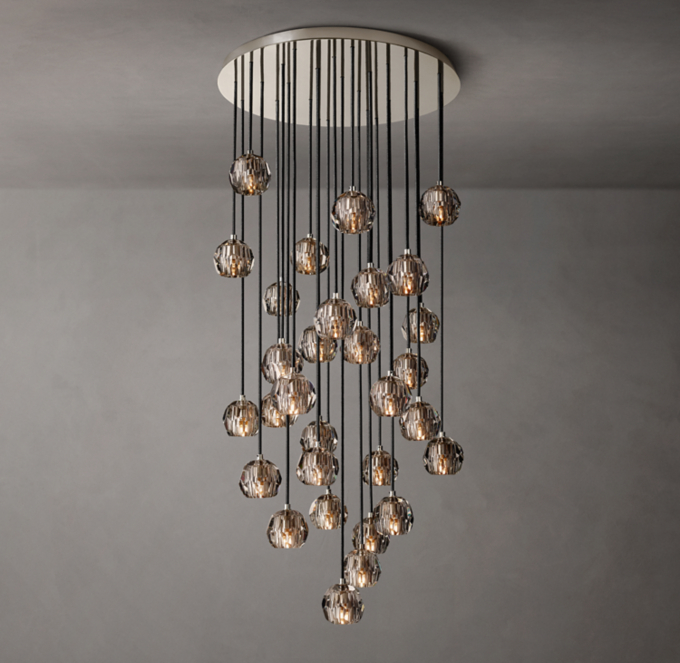 Boule De Cristal Smoke Glass Round Cluster Chandelier 30