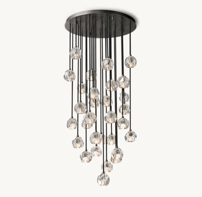 Boule De Cristal Clear Glass Round Cluster Chandelier 30\"