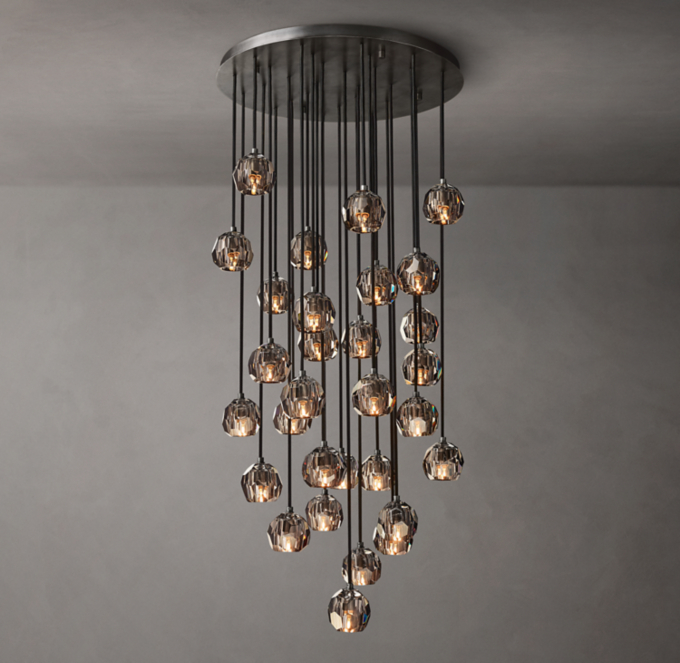 Boule De Cristal Smoke Glass Round Cluster Chandelier 30