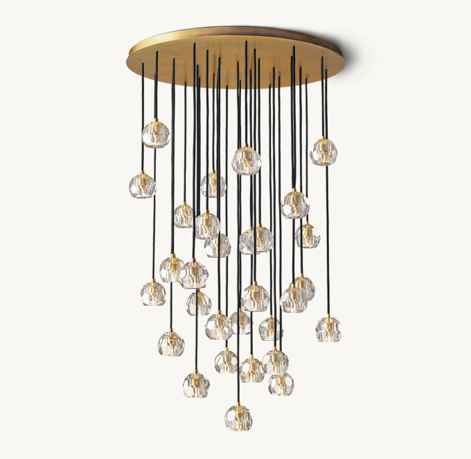 Boule De Cristal Clear Glass Round Cluster Chandelier 40\"