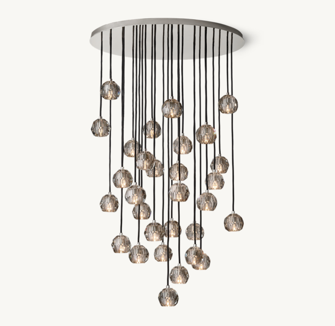 Boule De Cristal Smoke Glass Round Cluster Chandelier 40\"