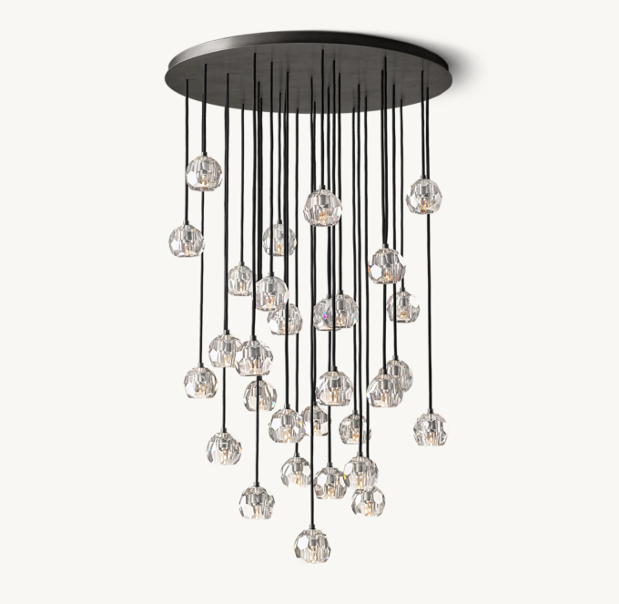 Boule De Cristal Clear Glass Round Cluster Chandelier 40\"