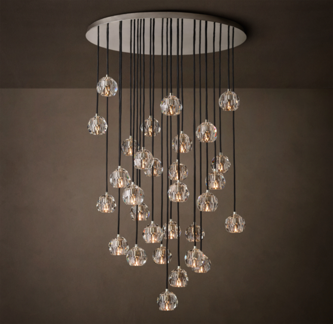 40" chandelier shown in Polished Nickel.