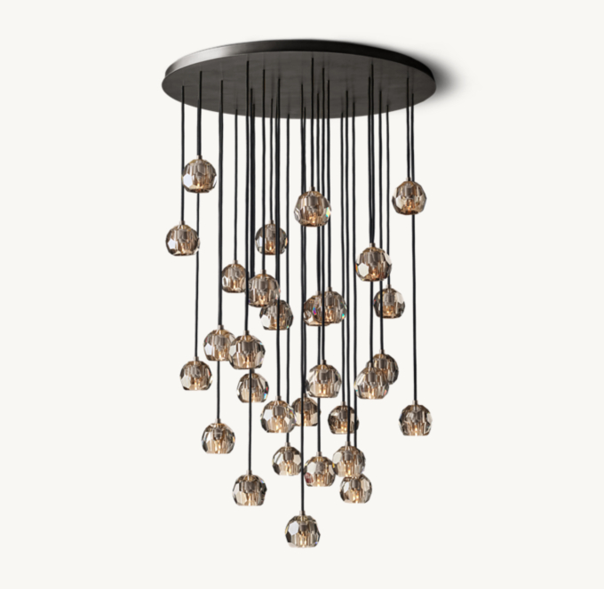 Boule De Cristal Smoke Glass Round Cluster Chandelier 40\"