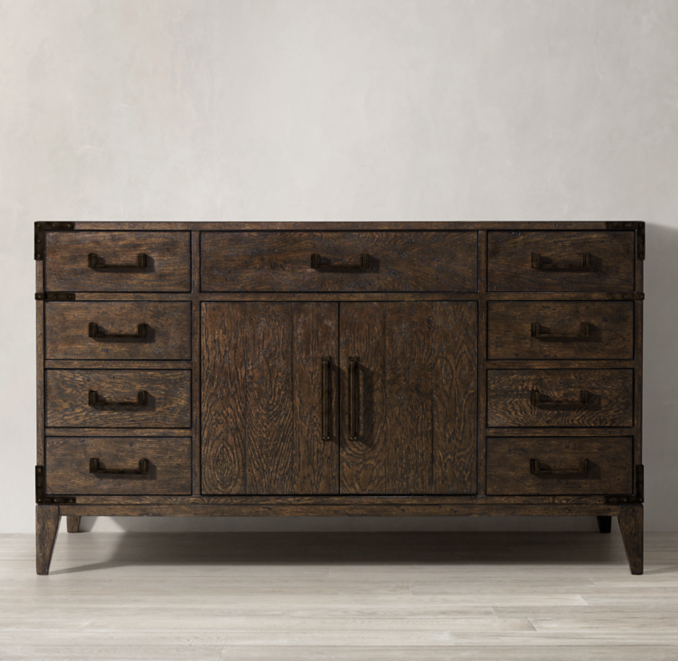 Cayden Campaign Single ExtraWide Vanity Base With Corner Brackets