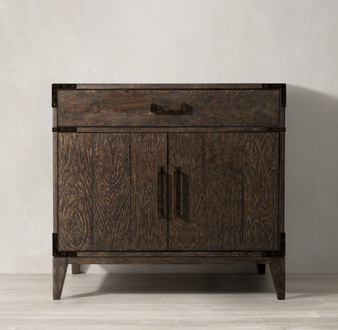 Cayden Campaign Single Vanity Base With Corner Brackets