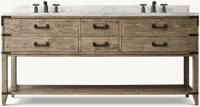 Cayden Campaign Double Washstand With Corner Brackets