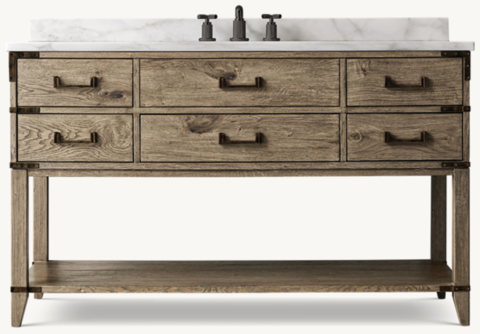 Cayden Campaign Single Extra-Wide Washstand With Corner Brackets