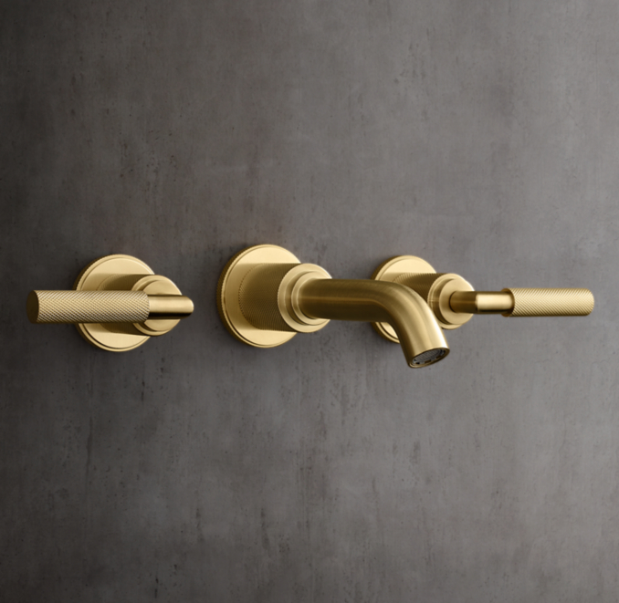 Three Quarter view of Lambeth Knurled Lever-Handle Wall-Mount Faucet 