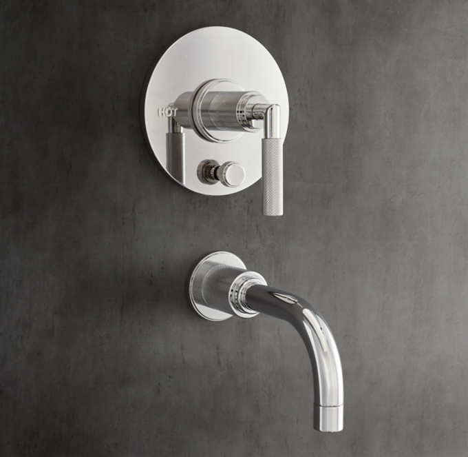 Lambeth Knurled Lever-Handle Balanced-Pressure Tub & Shower Valve & Trim Set with Bath Spout