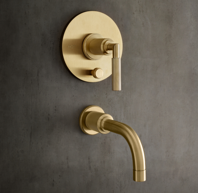 Lambeth Knurled Lever-Handle Balanced-Pressure Tub & Shower Valve & Trim Set with Bath Spout
