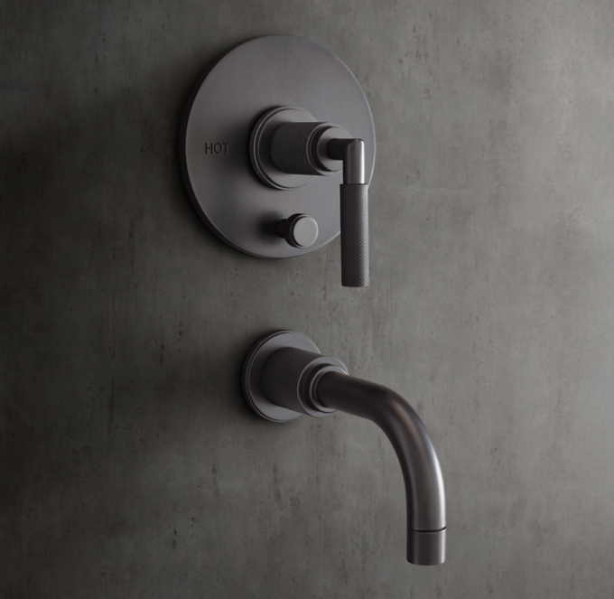 Lambeth Knurled Lever-Handle Balanced-Pressure Tub & Shower Valve & Trim Set with Bath Spout