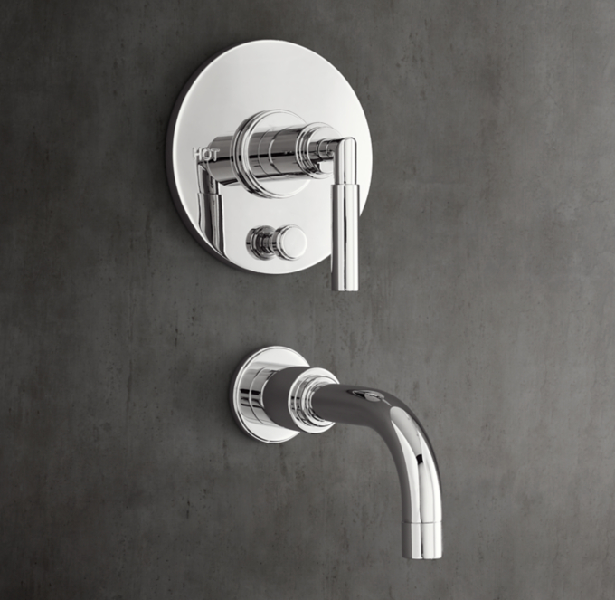 Lambeth Smooth Lever-Handle Balanced-Pressure Tub & Shower Valve & Trim Set with Bath Spout