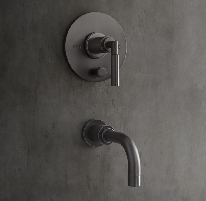 Lambeth Smooth Lever-Handle Balanced-Pressure Tub & Shower Valve & Trim Set with Bath Spout