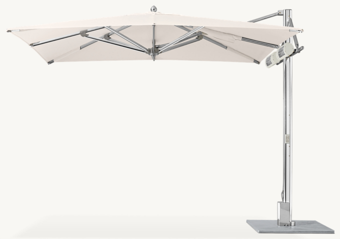 Front view of Tuuci® Ocean Master Max Square Automated Cantilever Umbrella With Led & Heat 