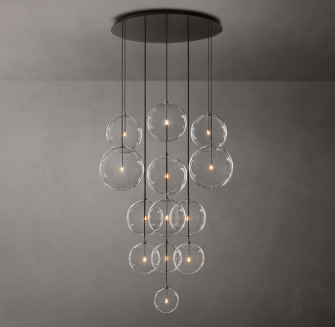 Glass Globe Mobile Cluster Chandelier 44"