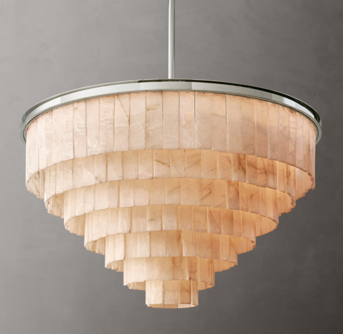 Front view of Glacé Calcite Round Chandelier 44" 