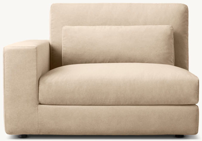 Classic chair shown in Sand Performance Velvet. All Classic components include lumbar pillows.