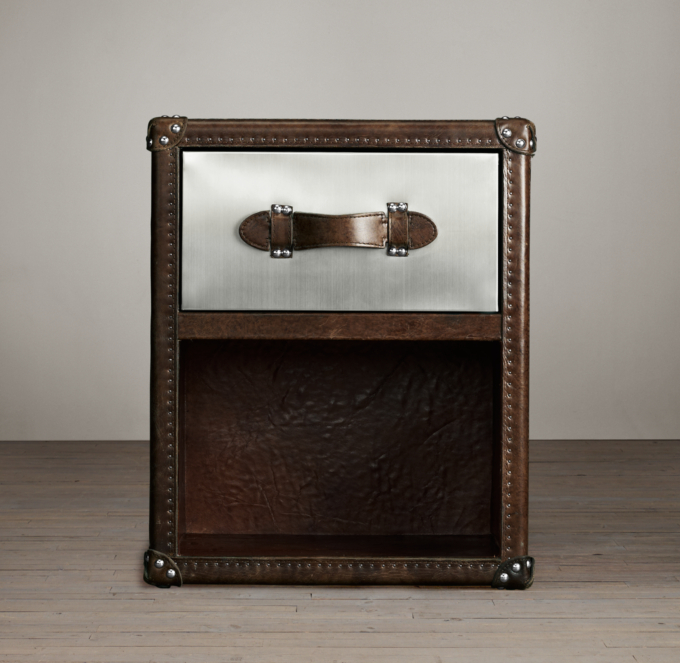 Mayfair Steamer Trunk 1 Drawer Cube Brushed Steel