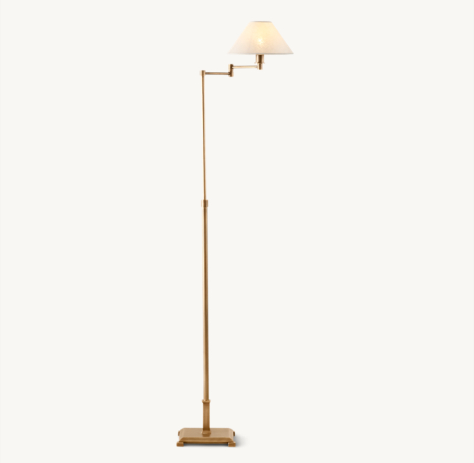 Petite Candlestick Linen Shade Swing-Arm Floor Lamp