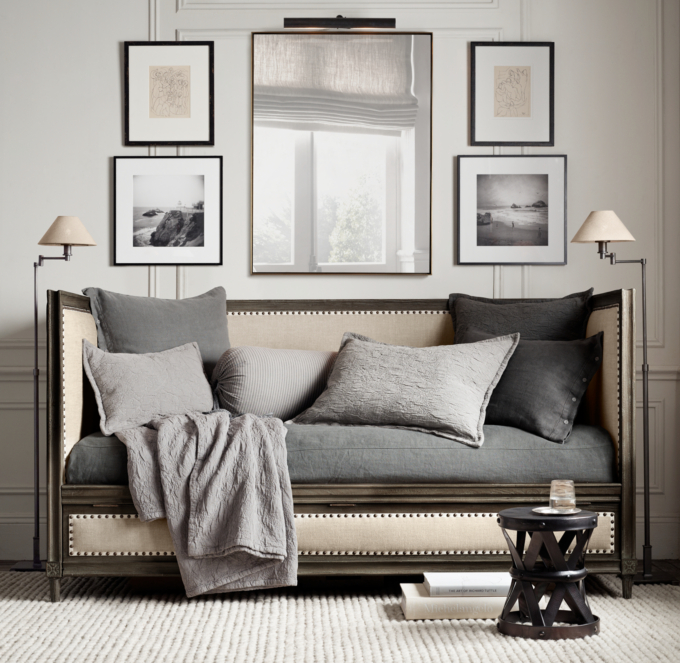 Petite Candlestick Linen Shade Swing-Arm Floor Lamp