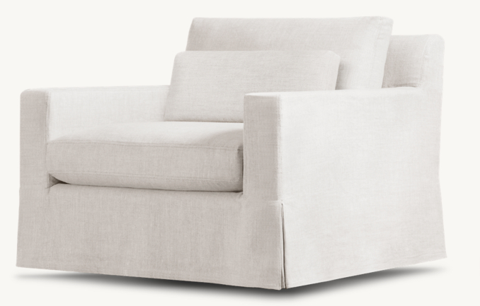 Belgian Slipcovered Track Arm Chair