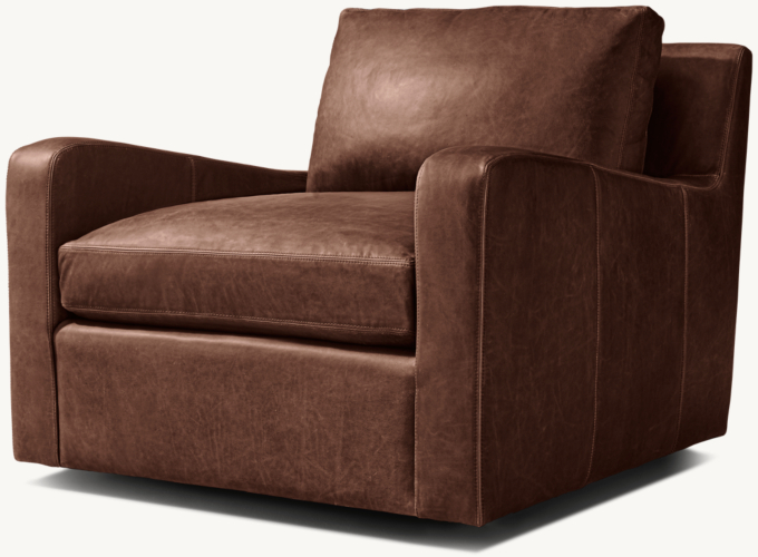 Belgian Slope Arm Leather Swivel Chair