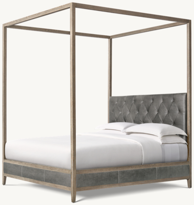 102&#34;H bed shown in Italian Berkshire Pewter with Grey Oak finish.