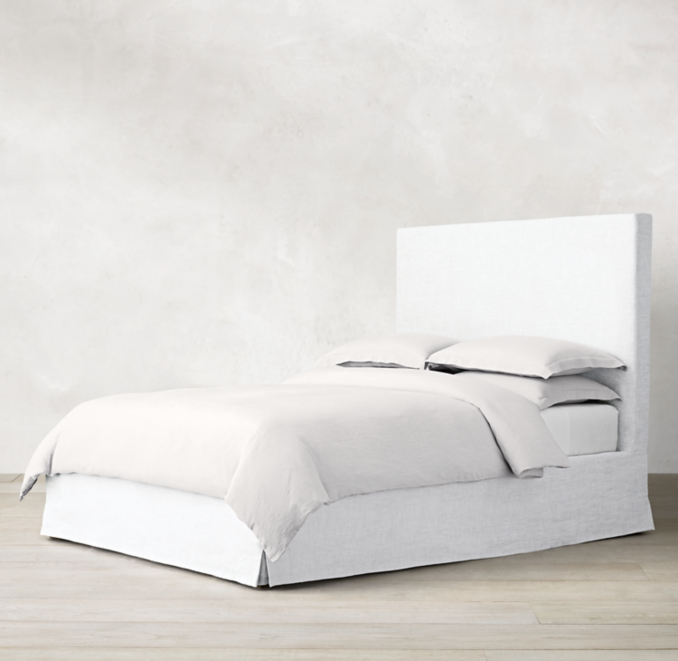 Three Quarter view of Modena Fabric Panel Platform Bed 