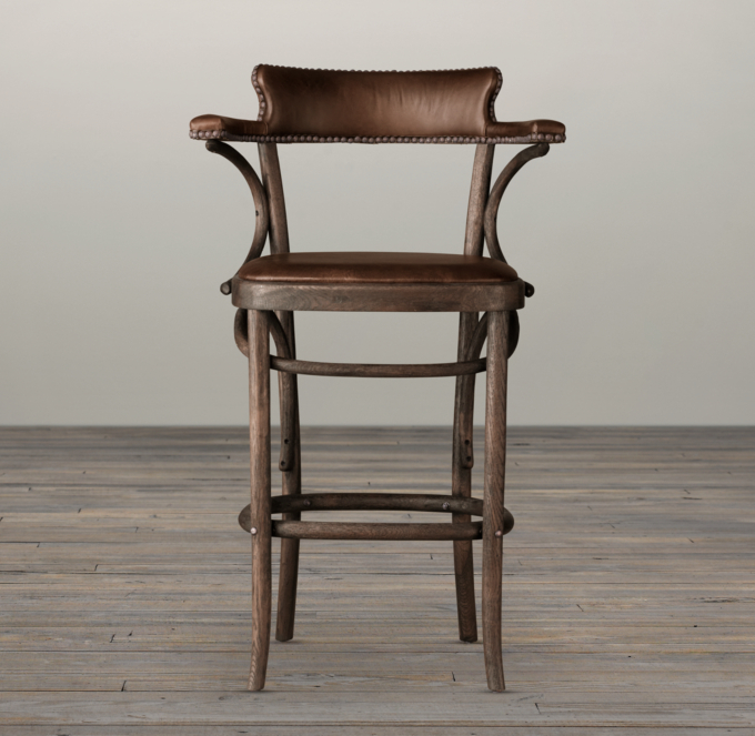 Vienna Caf Leather Counter Stool Antiqued Whiskey RH