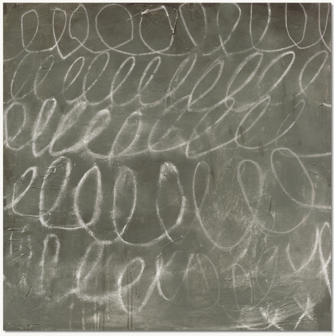 Front view of Charlie Leal: White On Grey Scribbles Viii For General Public 