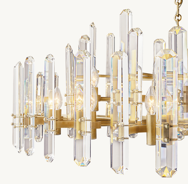 Clear Prism Chandelier with Nickel Plated Concentric Circles as Frame Clear Prism Chandelier with Nickel Plated Concentric Circles as Frame