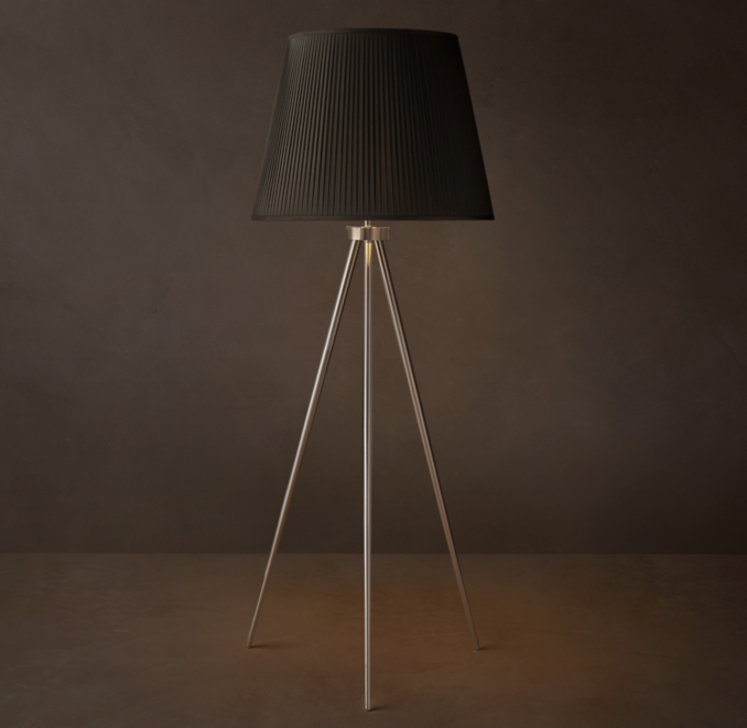 Reed Black Pleated Silk Shade Floor Lamp