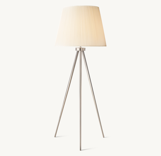 Reed White Pleated Silk Shade Floor Lamp