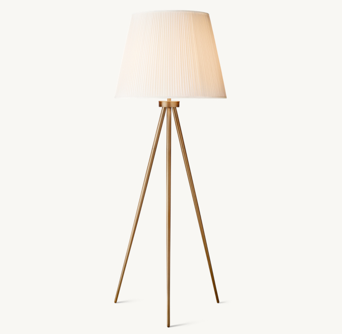 Reed White Pleated Silk Shade Floor Lamp