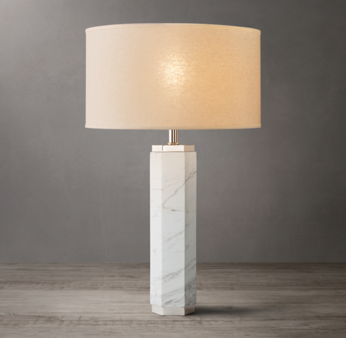 Hexagonal Column Marble Table Lamp