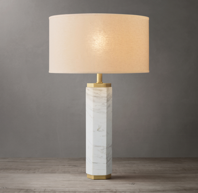 Hexagonal Column Marble Table Lamp