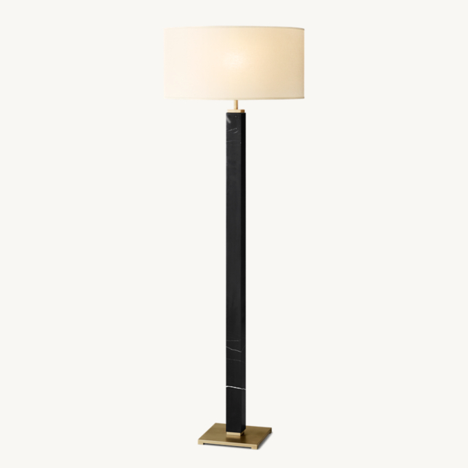 Square Column Black Marble Floor Lamp RH