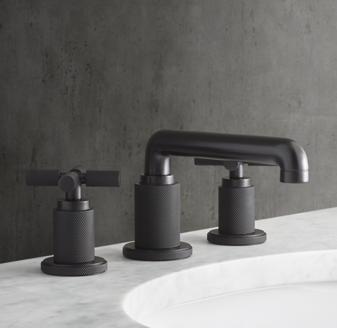 Lambeth Knurled Cross-Handle Low-Profile Widespread Faucet 